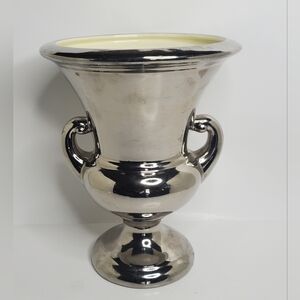 Vintage Haeger Silver Metallic Glaze Trophy Vase Urn, Art Deco: 474-C